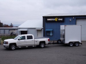 Mobile Monitoring Lab features industrial trailer chassis with dual axles, steel wheels, electric breaks, adjustable hitch and leveling jacks.